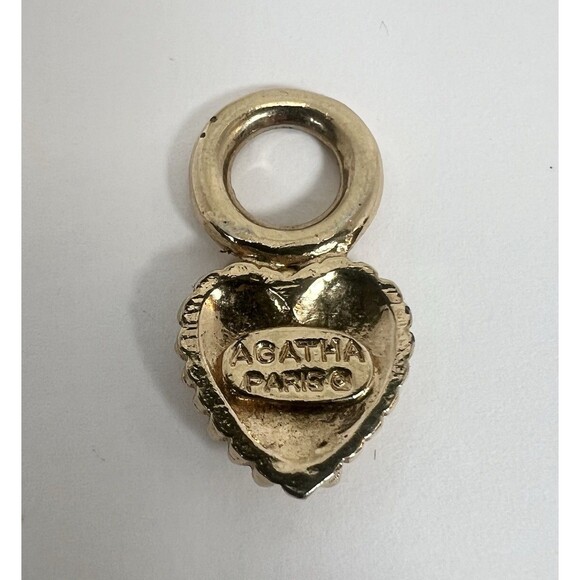 Heart shaped Pendant VTG French Designer Agatha Paris Gold Tone &‎ Black Enamel - Picture 3 of 4